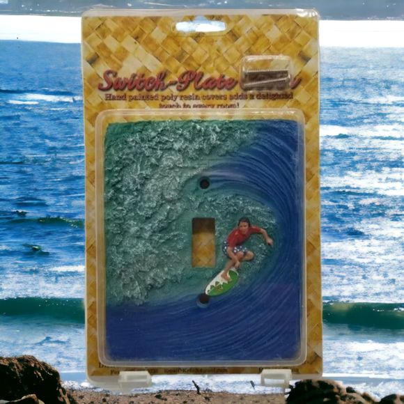 Making The Curl Surfer Wave Oceanic Single Switch Plate Cover Poly Resin - Picture 1 of 4